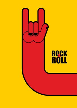 Rock'n roll işaret. Rock Festivali için poster.