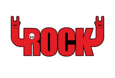 Rock. Eller harflerle. Rock işaret. Rock müzisyeni için logo
