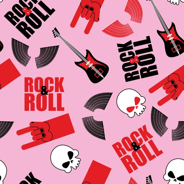 Rock and roll seamless pattern. Symbol of rock music. Background — Stok Vektör