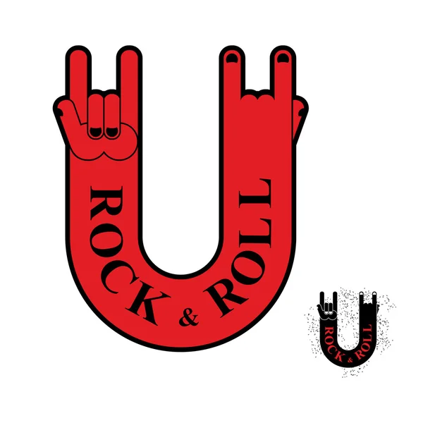 Signo de mano de rock and roll. Símbolo de plantilla para los amantes del rock musi — Vector de stock