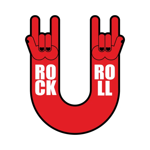 Signo de mano de rock and roll. Logo para el festival de música rock. Emblema de — Archivo Imágenes Vectoriales