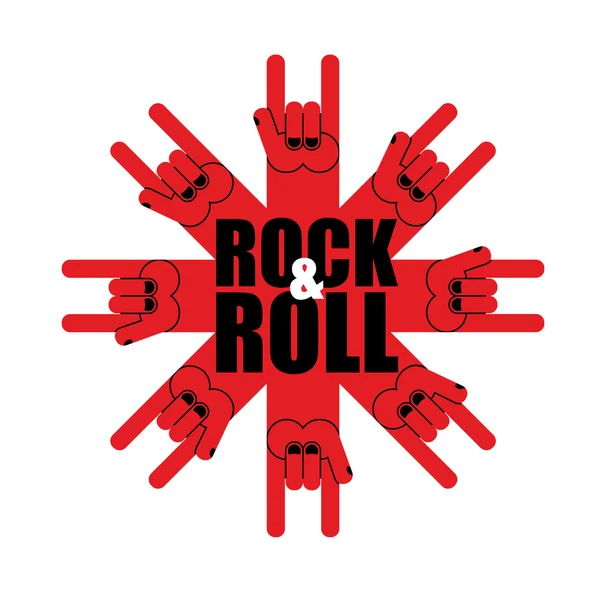 Logotipo de rock and roll. Estrela do sinal da mão do rock. Logotipo do modelo para m — Vetor de Stock