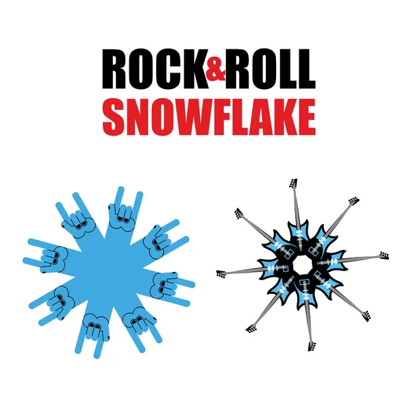 Des flocons de neige rock and roll. Panneau à main rock en forme de flocons de neige . — Image vectorielle