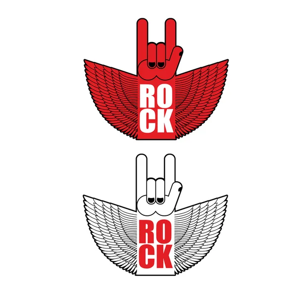 Sinal de mão de rocha a voar. Logotipo para banda de rock . —  Vetores de Stock