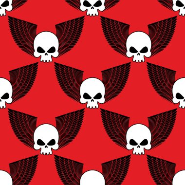 Kanatları seamless modeli ile kafatası. Kanatlı kafasının arka plan sk