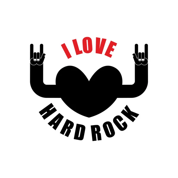 Me encanta el rock duro. Corazones con las manos levantadas. Rock mano signo sy — Vector de stock