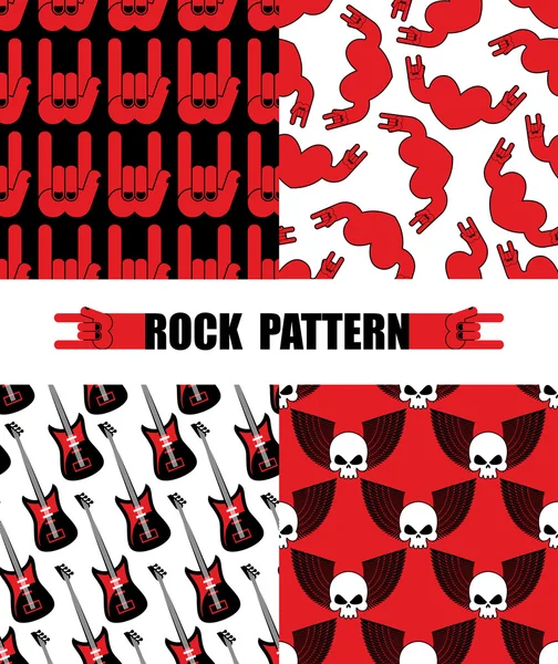 Modèle de roche. Réglez le thème des motifs sans couture de la musique rock. Roche h — Image vectorielle