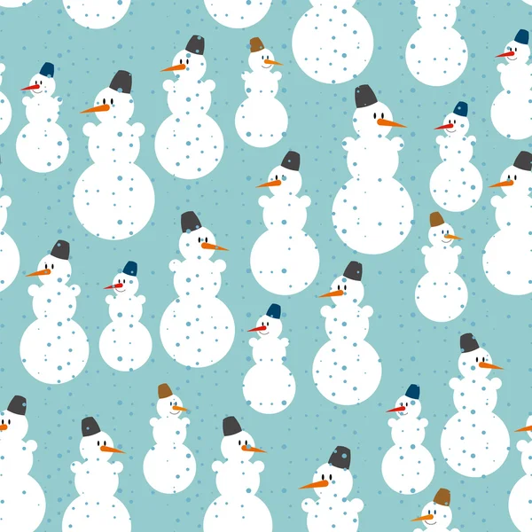 Snowman seamless pattern. Christmas background. Ornament from sn — ストックベクタ