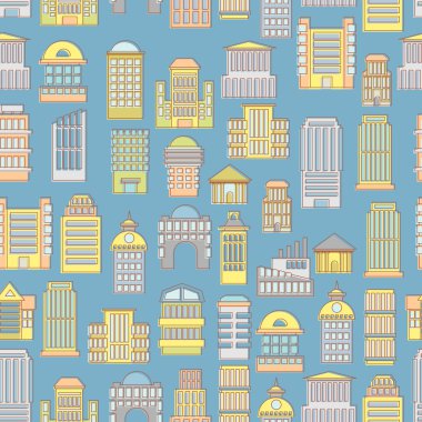 Megapolis seamless pattern. Background of  buildings city. Munic