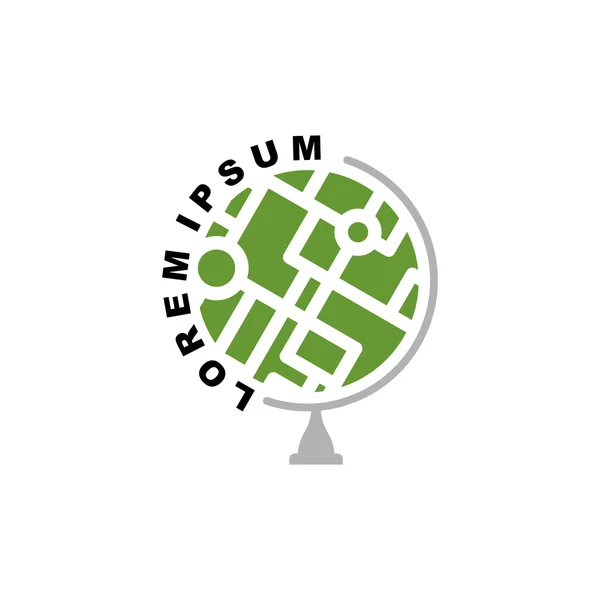 Абстрактная эмблема земного шара. Логотип туристического агентства. Школьный атлас — стоковый вектор