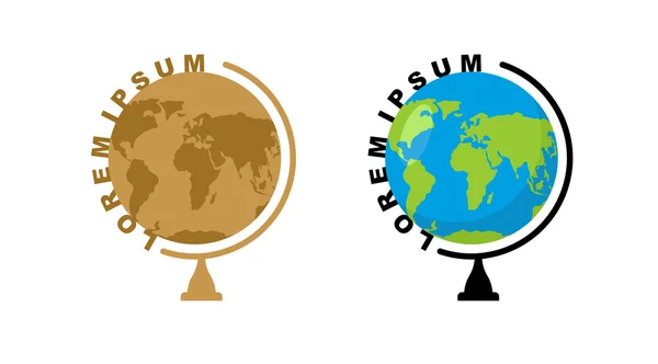 学校の世界のロゴ。旅行会社のエンブレム。ボール モード地球 — ストックベクタ