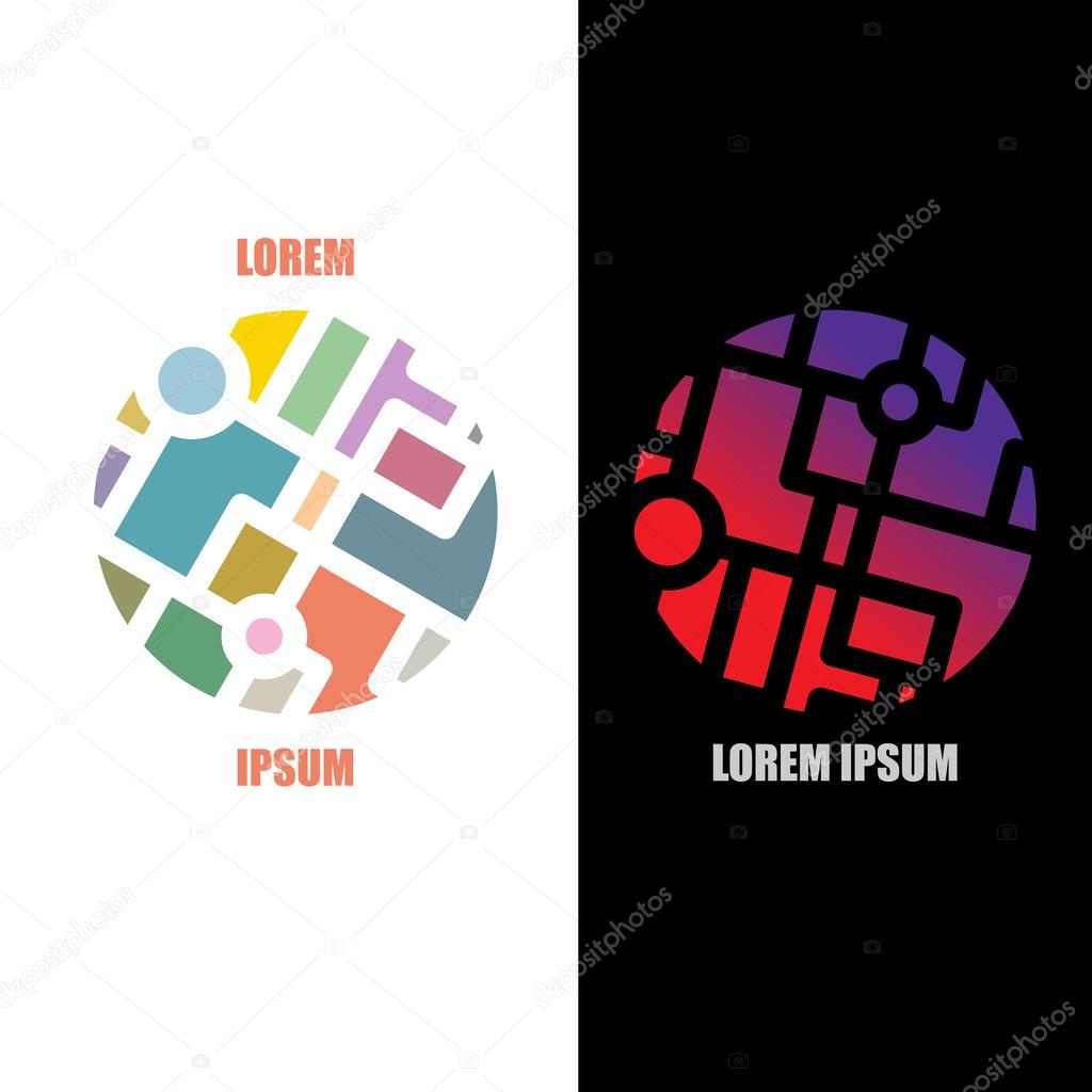 Circle divided into parts. Business logo concept template for travel company
