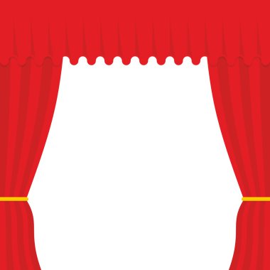 Empty scene. Red Curtain, outdoor. Theatre curtain