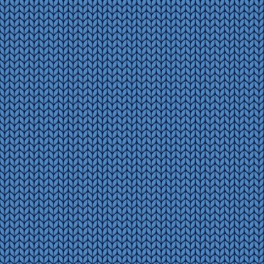 Knitted blue texture. Knit from wool seamless pattern. Stitches