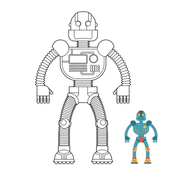 Robot libro para colorear. Cyborg - máquina tecnológica. Má humanoide — Archivo Imágenes Vectoriales