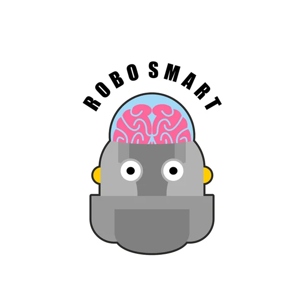Robô inteligente. Emblema da Biomecânica do cérebro humano. Logotipo para em —  Vetores de Stock