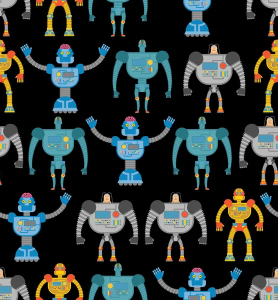 Robots seamless pattern. Cosmic cyborgs seamless pattern. Textur — Stockový vektor