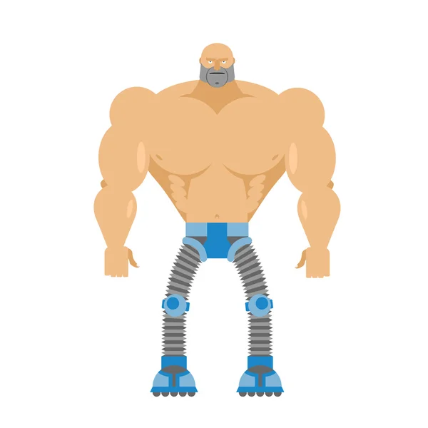 Ciborg mitad humano, mitad robot. Cuerpo de hombre. Piernas Cyber mechani — Vector de stock