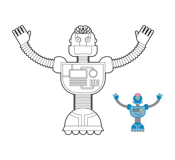 Space Robot coloring book. Cybernetic mechanism with artificial — 스톡 벡터