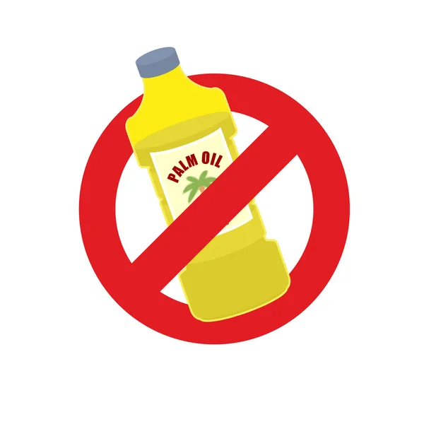 Stop palm oil. Ban on Palm oil bottle. Banning Red sign. — Wektor stockowy