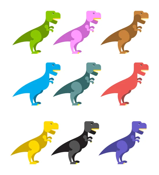 Set of colorful dinosaurs. Tyrannosaurus Rex. Cute animals prehi — Stock Vector