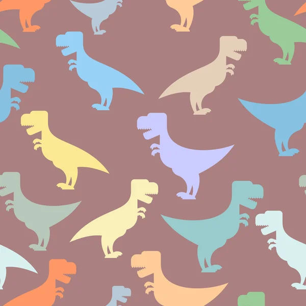 Color cute dinosaurs seamless background. Repeating pattern of T — 스톡 벡터