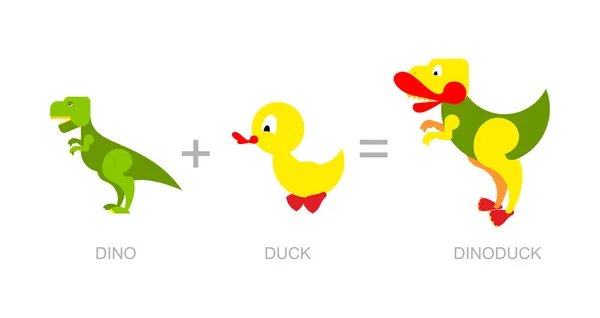 Dinosaur and duck.  Dino-Duck  - new species of dinosaurs. Cross Royalty Free Stock Illustrations
