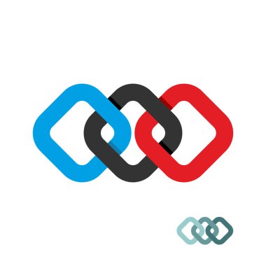 Connection of three squares. Design element for Logo of squares.