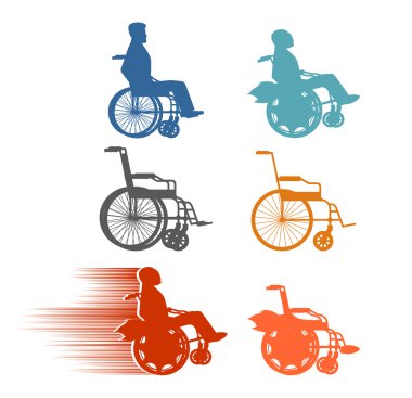 Set invalid. Collection of silhouettes of various disabilities a clipart