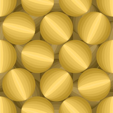 Gold 3D Balls seamless pattern. Three-dimensional vector backgro clipart