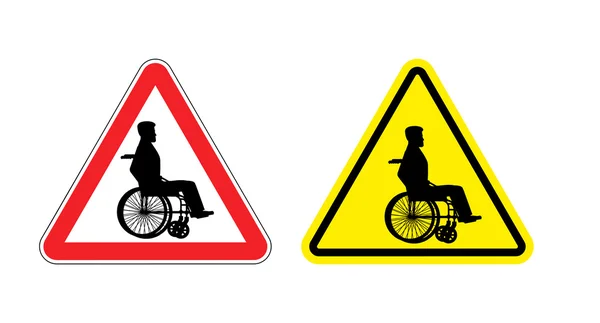 Attention disabled on wheelchair. Warning sign about  person in — Wektor stockowy