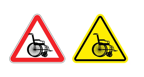 Attention of wheelchair. Danger sign silhouette of person with d — Stock Vector