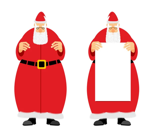 Santa Claus holding blank. Grandfather with a grey beard, fairyt — Stok Vektör