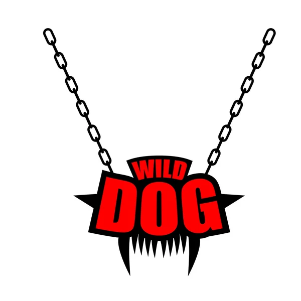 Necklace Wild dog emblem for gangs of hooligans. Decoration on c — Stock vektor