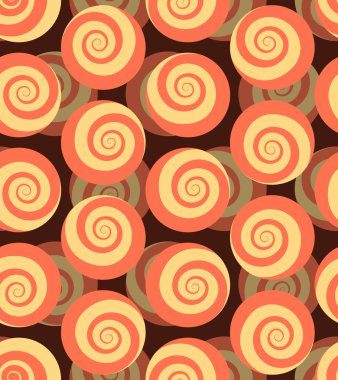 Spiral seamless pattern. 3d background of snails. Hypnotic spinn