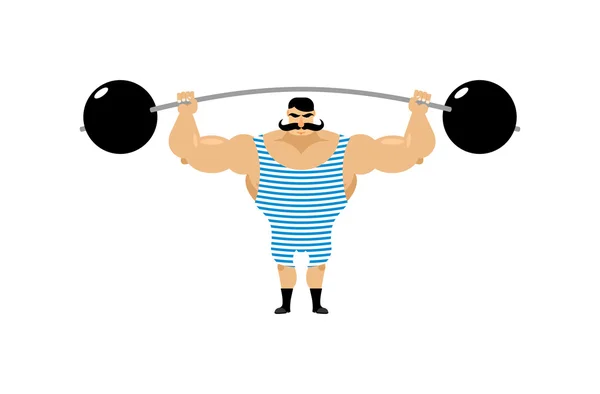 Vintage Strongman. Um antigo atleta. Barbell retro fisiculturista. S — Vetor de Stock