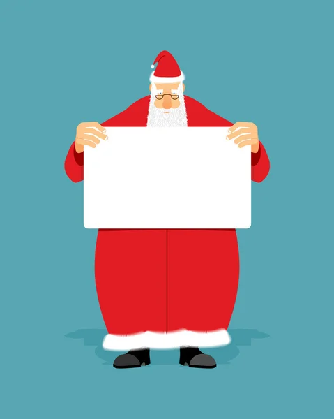 Guter Weihnachtsmann mit leerem Schild mit Platz für Text. Weihnachten — Stockvektor