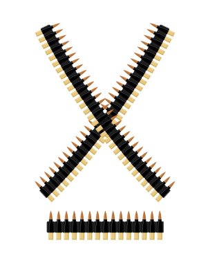 Bandolier with bullets. Ammunition belt. Tape cartridges for sub clipart