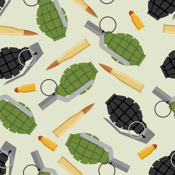 Military ammo seamless pattern. Grenade and Ammo military textur — Stock vektor