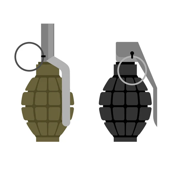 Military grenade. Set of military hand grenade: green and black. — Stock vektor