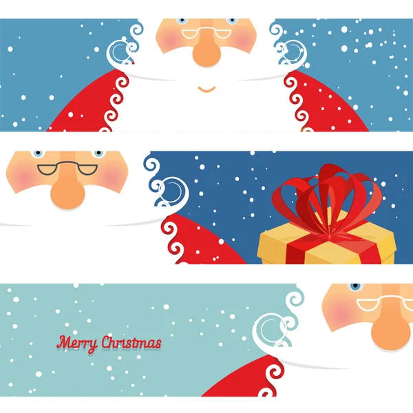 Conjunto de tarjetas de Santa Claus. Jolly buen abuelo de Navidad con — Vector de stock