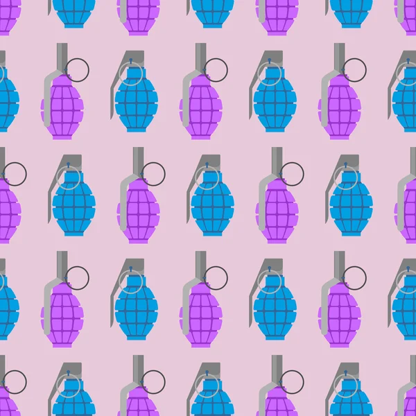 Colorful  grenade seamless pattern. Military background of ammun — Stock vektor