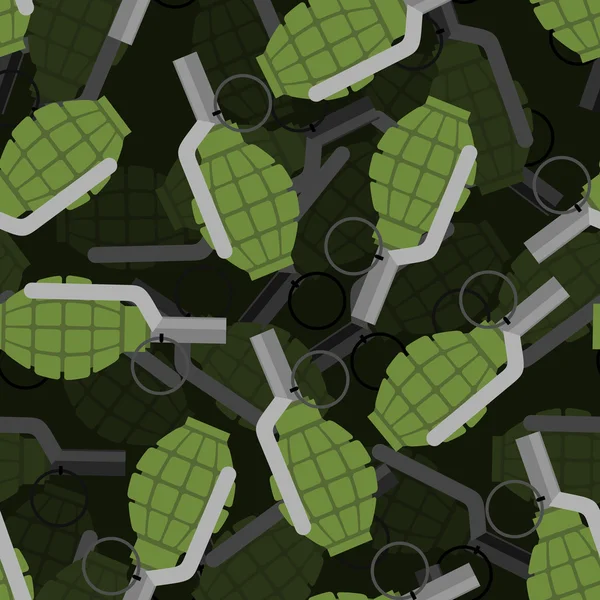 Hand grenade 3D seamless pattern. Bomb, Explosive background. Ma — Stockový vektor