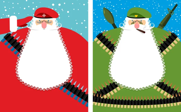 Weihnachtsmann-Weihnachtsmann-Verteidiger. Großvater mit Bart — Stockvektor