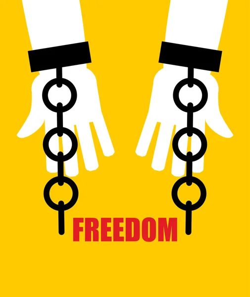 Freedom. Broken fetters. Liberation from slavery. Broken chain h — Stockvector