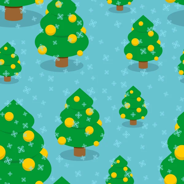 Arbre de Noël avec des boules motif sans couture. Forêt hivernale textur — Image vectorielle