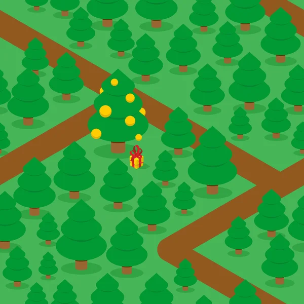 森の中やコースのシームレスなパターン。大規模な装飾クリスマス トレ — ストックベクタ