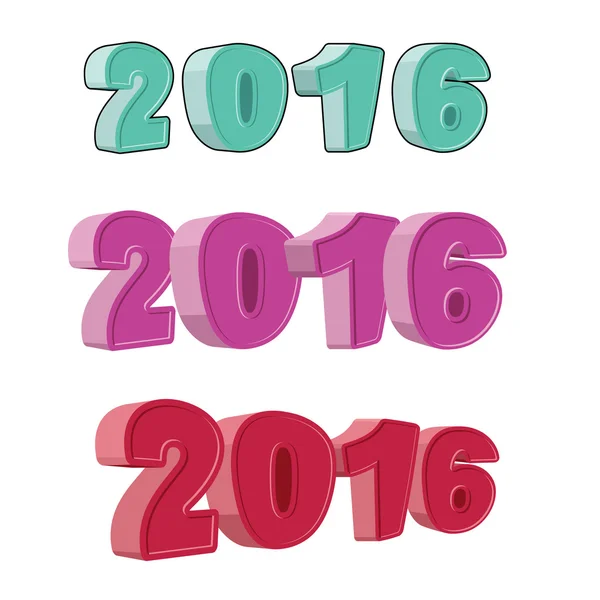 Número de serie 2016. Cifras para el nuevo año. Hilarante caricatura-sty — Archivo Imágenes Vectoriales