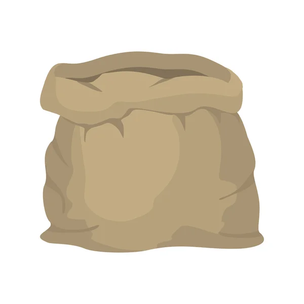 Empty burlap sack. Empty bag. Bag made of cloth. Beige Bag on — Stockvector