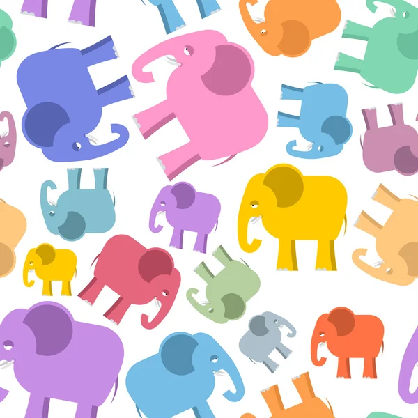 Colored elephant seamless pattern. Cute animals background. Beas — Stock Vector